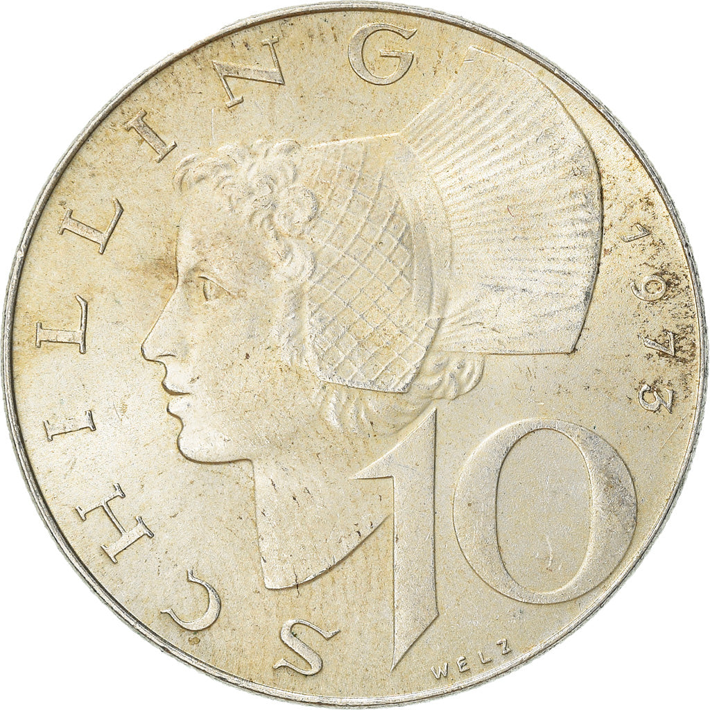 Moeda, Áustria, 10 Schilling, 1973, AU(50-53), Prata, KM:2882