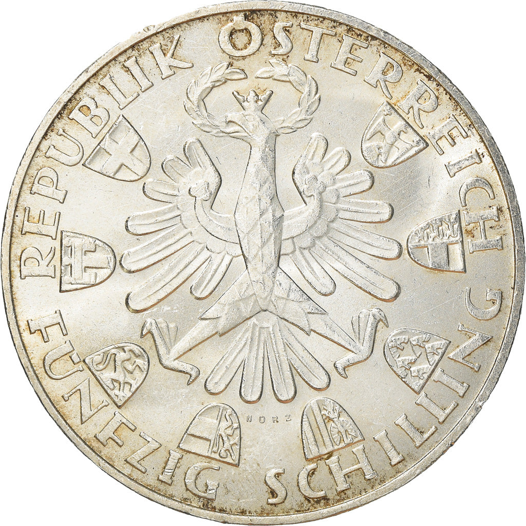 Moneda, Austria, 50 Schilling, 1959, MBC+, Plata, KM:2888