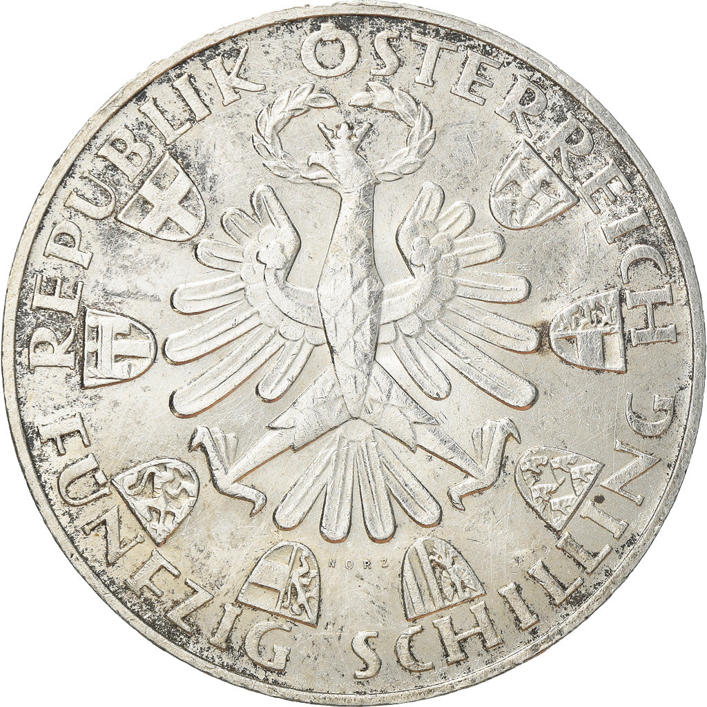 Münze, Österreich, 50 Schilling, 1959, SS+, Silber, KM:2888