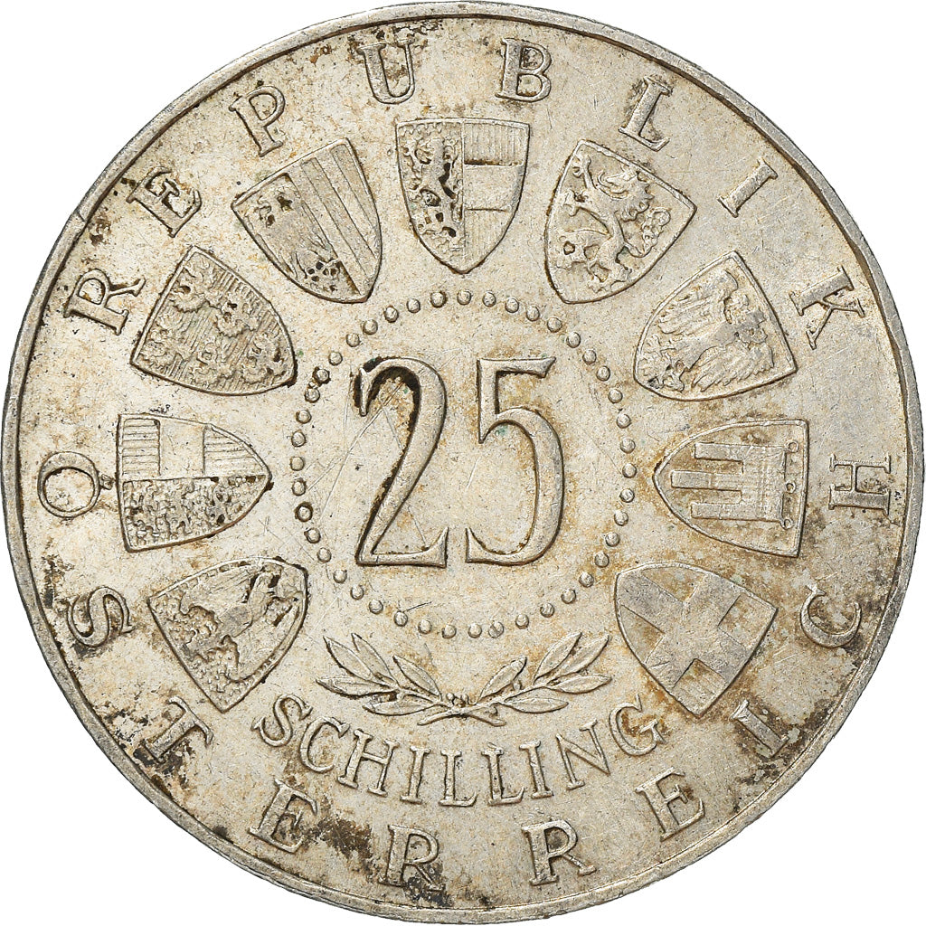 Moeda, Áustria, 25 Schilling, 1958, EF(40-45), Prata, KM:2884