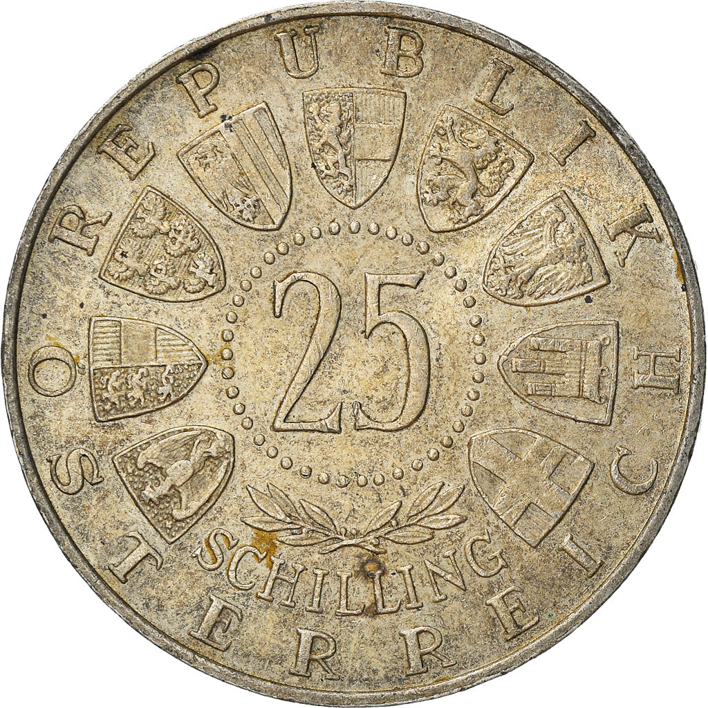 Moeda, Áustria, 25 Schilling, 1956, EF(40-45), Prata, KM:2881