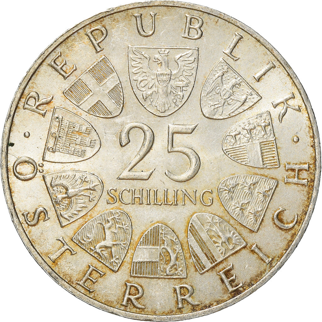Moeda, Áustria, 25 Schilling, 1965, AU(55-58), Prata, KM:2897