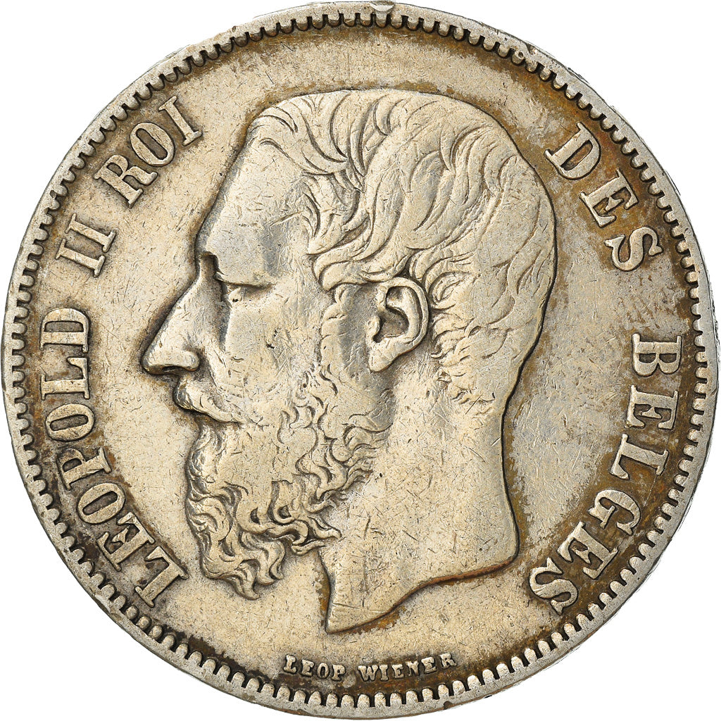 Moneta, Belgio, Leopold II, 5 Francs, 5 Frank, 1871, BB, Argento, KM:24