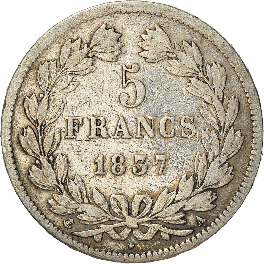 Monnaie, France, Louis-Philippe, 5 Francs, 1837, Paris, TB+, Argent