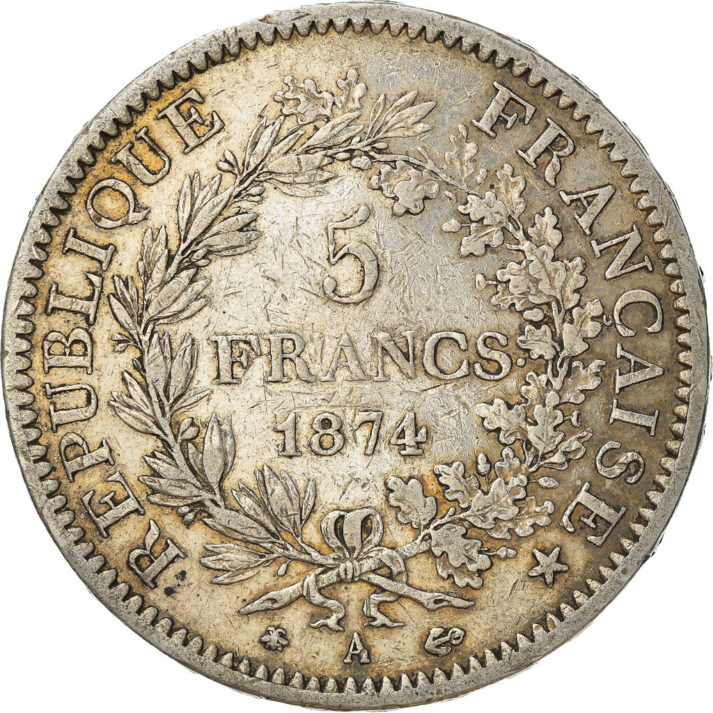 Coin, France, Hercule, 5 Francs, 1874, Paris, VF(30-35), Silver, KM:820.1