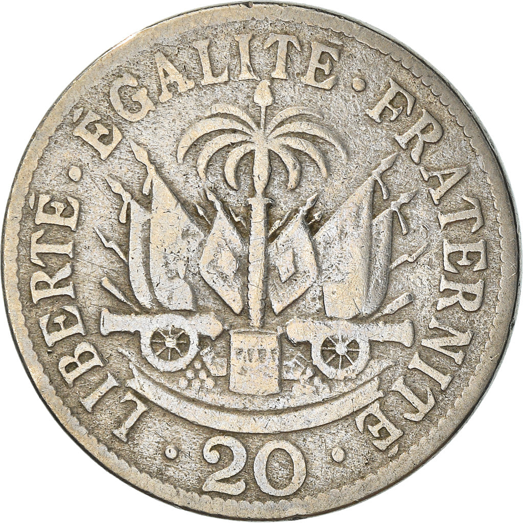 Moneta, Haiti, 20 Centimes, 1907, B+, Rame-nichel, KM:55