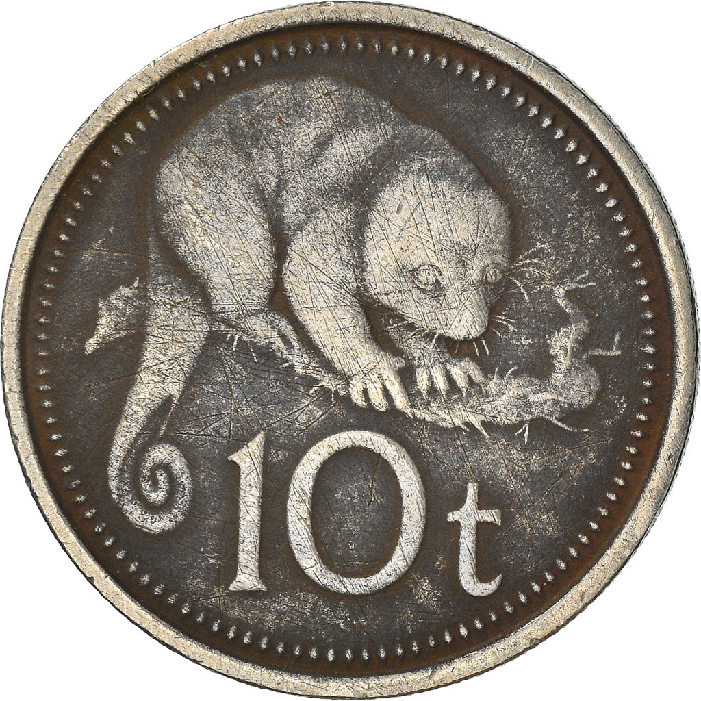 Münze, Papua New Guinea, 10 Toea, 1975, S+, Copper-nickel, KM:4