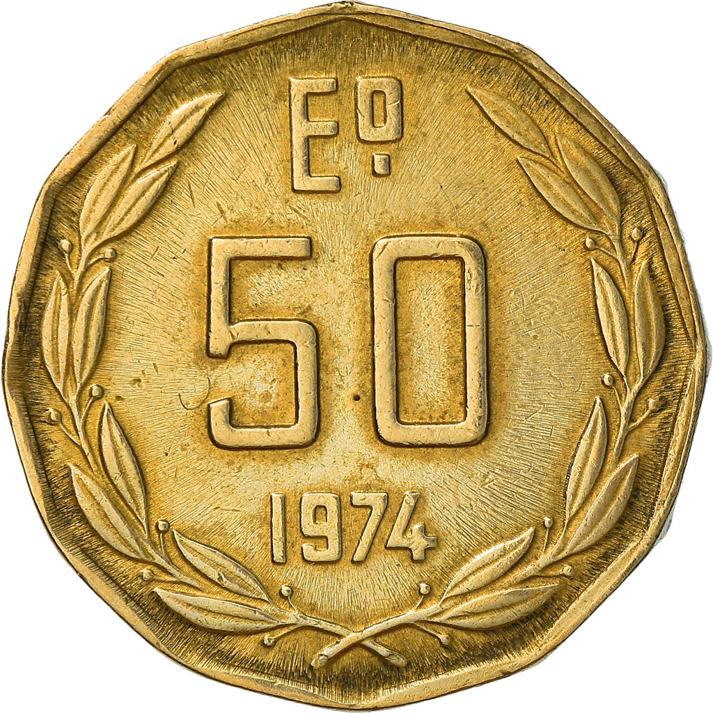 Münze, Chile, 50 Escudos, 1974, S+, Nickel-brass, KM:201
