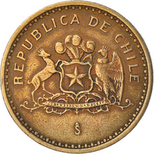 Moneta, Chile, 100 Pesos, 1985, Santiago, VF(20-25), Aluminium-Brąz, KM:226.1