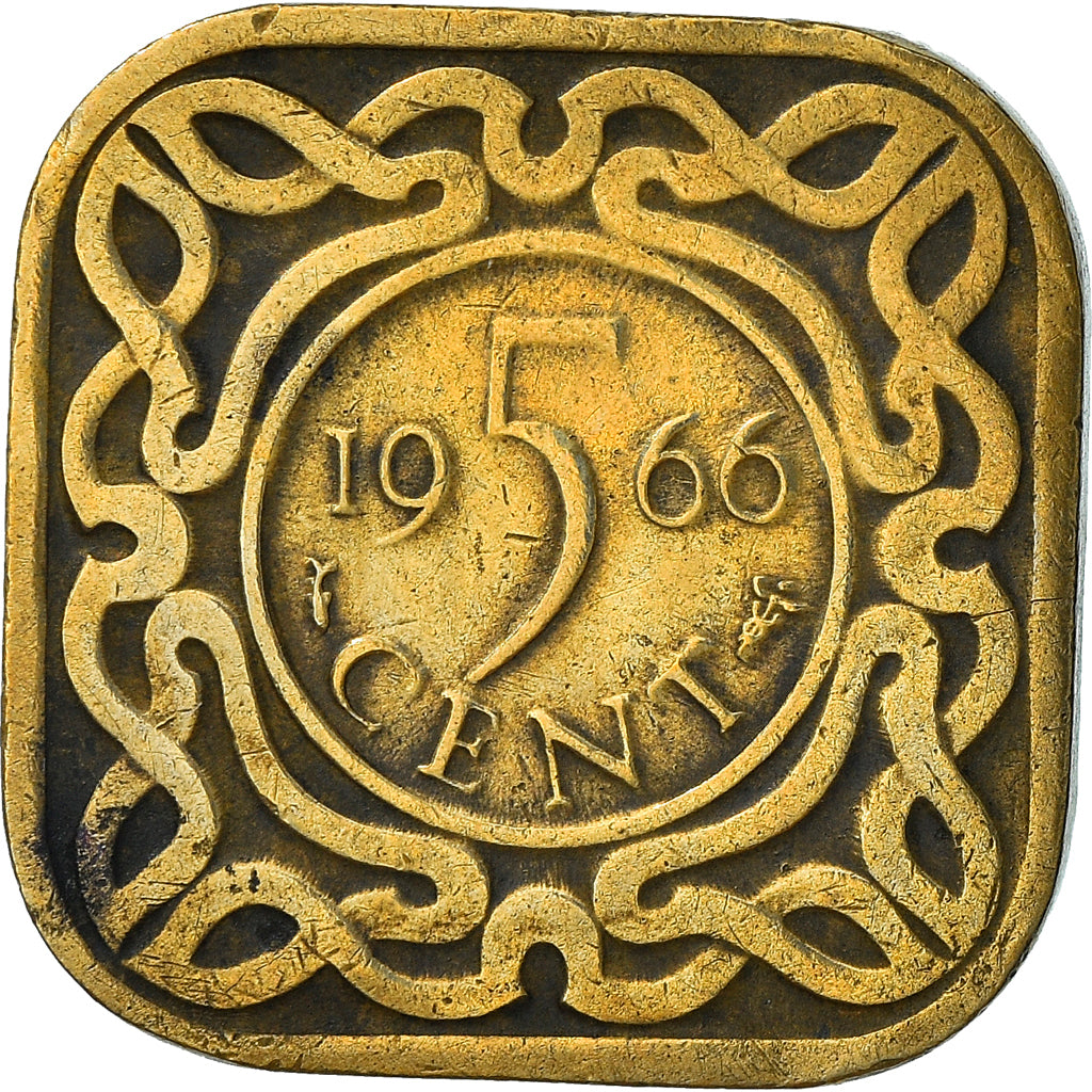 Moneta, Suriname, 5 Cents, 1966, BB, Nichel-ottone, KM:12.1