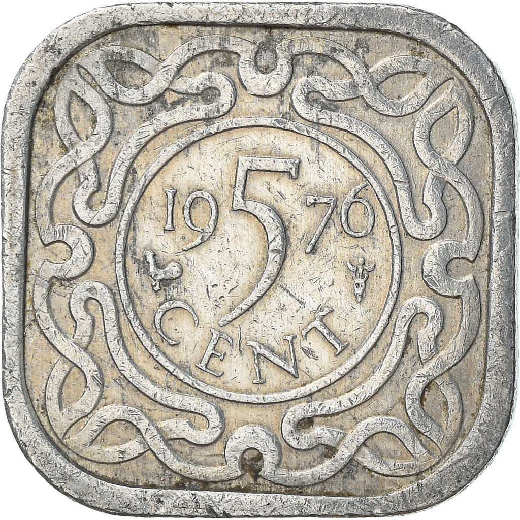 Moneda, Surinam, 5 Cents, 1976, BC+, Aluminio, KM:12.1a
