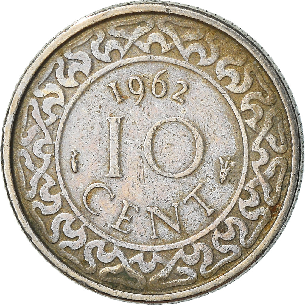 Moeda, Suriname, 10 Cents, 1962, VF(30-35), Cobre-níquel, KM:13