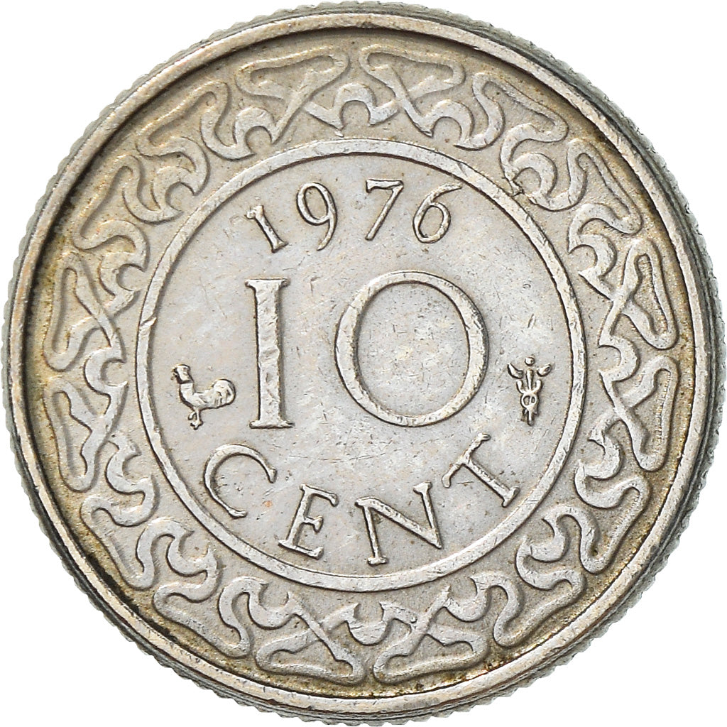 Moeda, Suriname, 10 Cents, 1976, AU(50-53), Cobre-níquel, KM:13