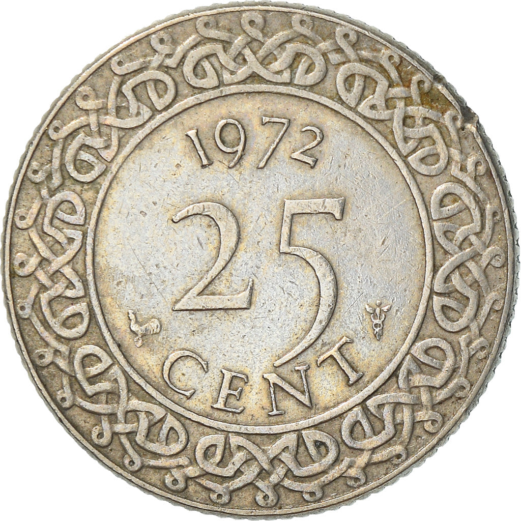 Moneda, Surinam, 25 Cents, 1972, MBC, Cobre - níquel, KM:14
