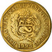 Moneda, Perú, 10 Centimos, 1994, Lima, BC+, Latón, KM:305.1