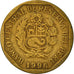 Moneta, Peru, 10 Centimos, 1996, Lima, VF(30-35), Mosiądz, KM:305.1