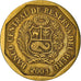 Moeda, Peru, 10 Centimos, 2003, Lima, EF(40-45), Latão, KM:305.4