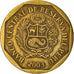 Moneta, Peru, 10 Centimos, 2003, Lima, EF(40-45), Mosiądz, KM:305.4
