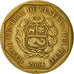 Moneda, Perú, 10 Centimos, 2004, Lima, MBC, Latón, KM:305.4