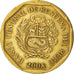Moeda, Peru, 10 Centimos, 2008, Lima, VF(30-35), Latão, KM:305.4