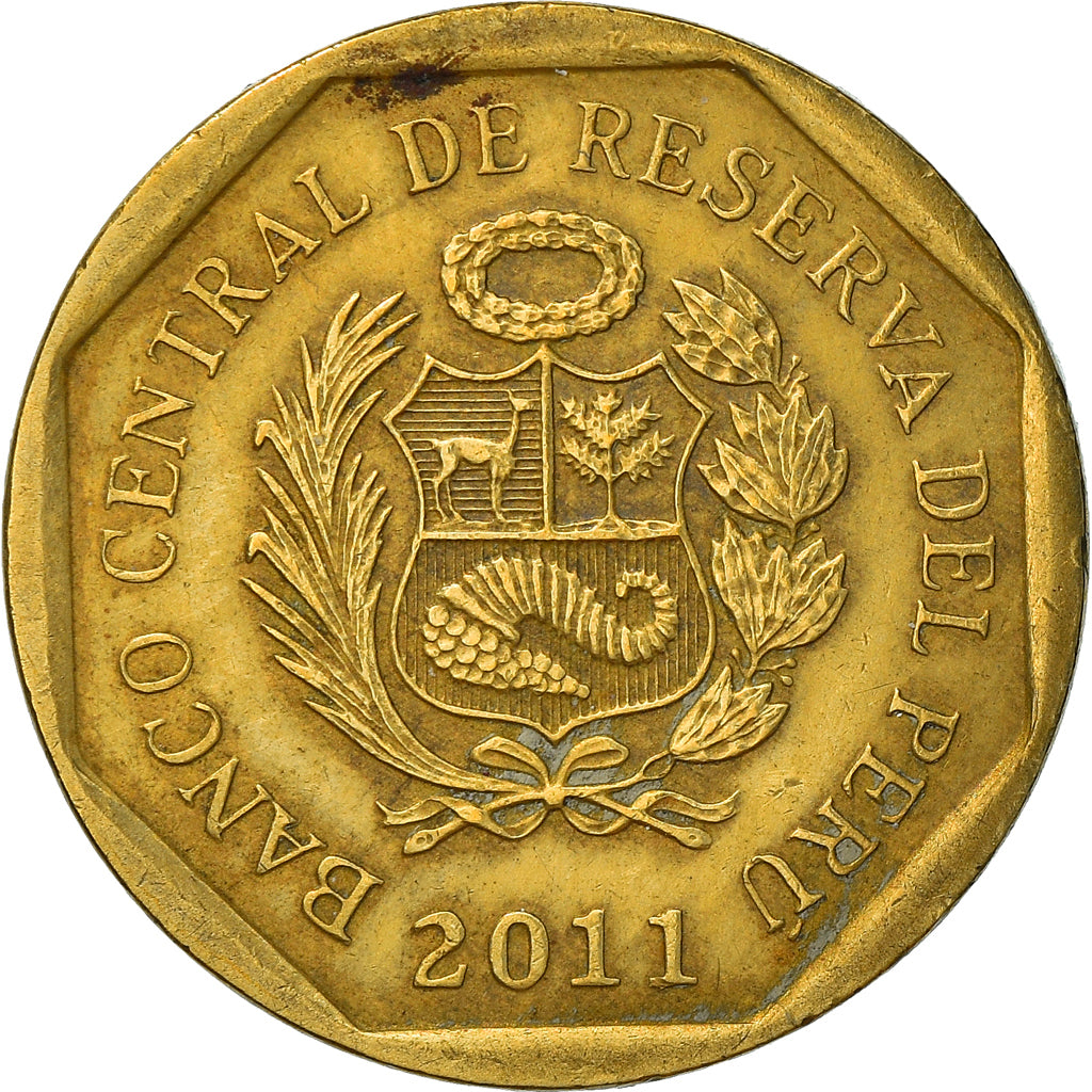 Münze, Peru, 10 Centimos, 2011, Lima, S+, Messing, KM:305.4
