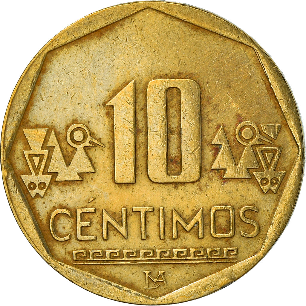 Münze, Peru, 10 Centimos, 2011, Lima, S+, Messing, KM:305.4