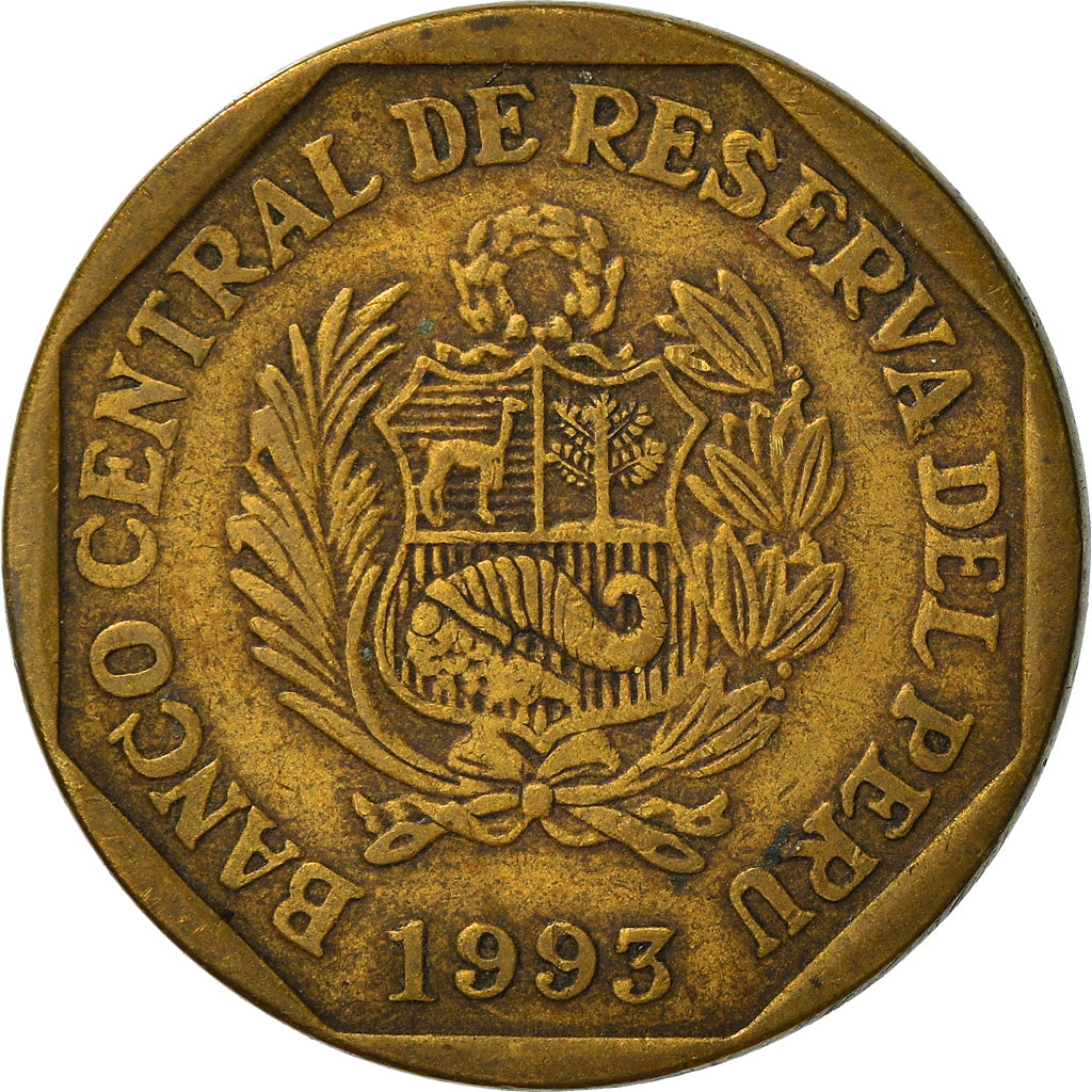 Monnaie, Pérou, 20 Centimos, 1993, Lima, TB+, Laiton, KM:306.1