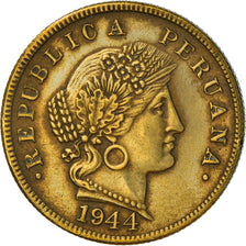 Moeda, Peru, 20 Centavos, 1944, Lima, EF(40-45), Latão, KM:221.1