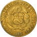 Moeda, Peru, 25 Centavos, 1967, EF(40-45), Latão, KM:246.1