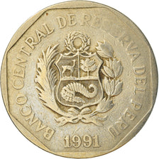 Coin, Peru, Nuevo Sol, 1991, Lima, VF(30-35), Copper-Nickel-Zinc, KM:308.1