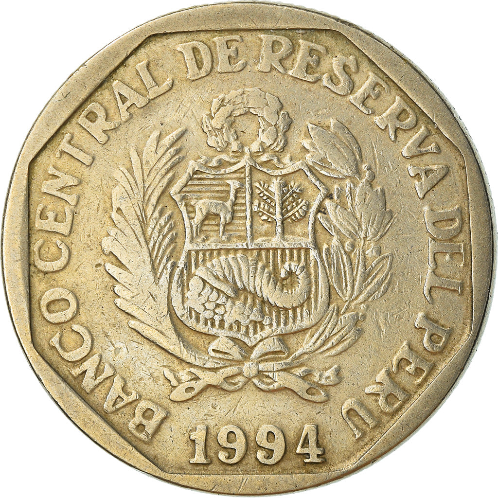 Coin, Peru, Nuevo Sol, 1994, Lima, VF(30-35), Copper-Nickel-Zinc, KM:308.1