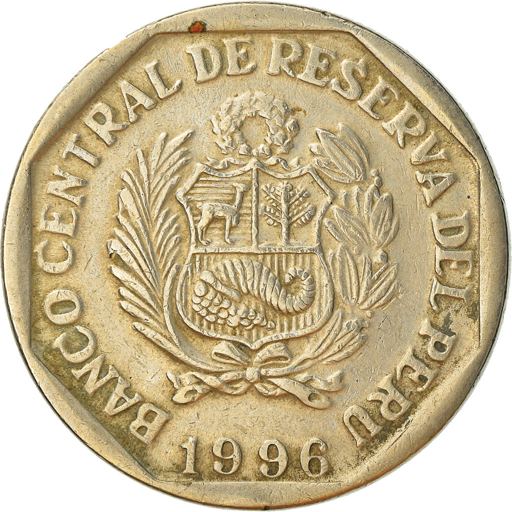 Moneda, Perú, Nuevo Sol, 1996, Lima, BC+, Cobre - níquel - cinc, KM:308.1