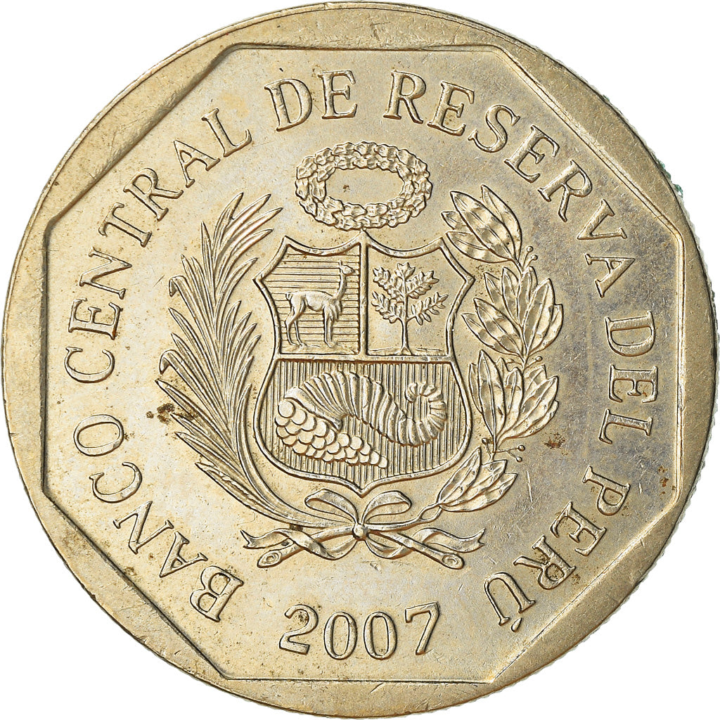 Moeda, Peru, Nuevo Sol, 2007, Lima, EF(40-45), Cobre-Níquel-Zinco, KM:308.4
