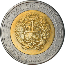 Münze, Peru, 2 Nuevos Soles, 2002, Lima, SS, Bi-Metallic, KM:313