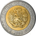 Moneda, Perú, 2 Nuevos Soles, 2002, Lima, MBC, Bimetálico, KM:313