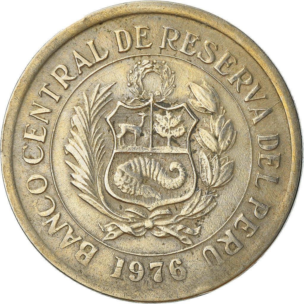 Münze, Peru, 5 Soles, 1976, S+, Copper-nickel, KM:267