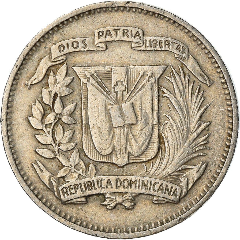 Moneda, República Dominicana, 10 Centavos, 1975, MBC, Cobre - níquel, KM:19a