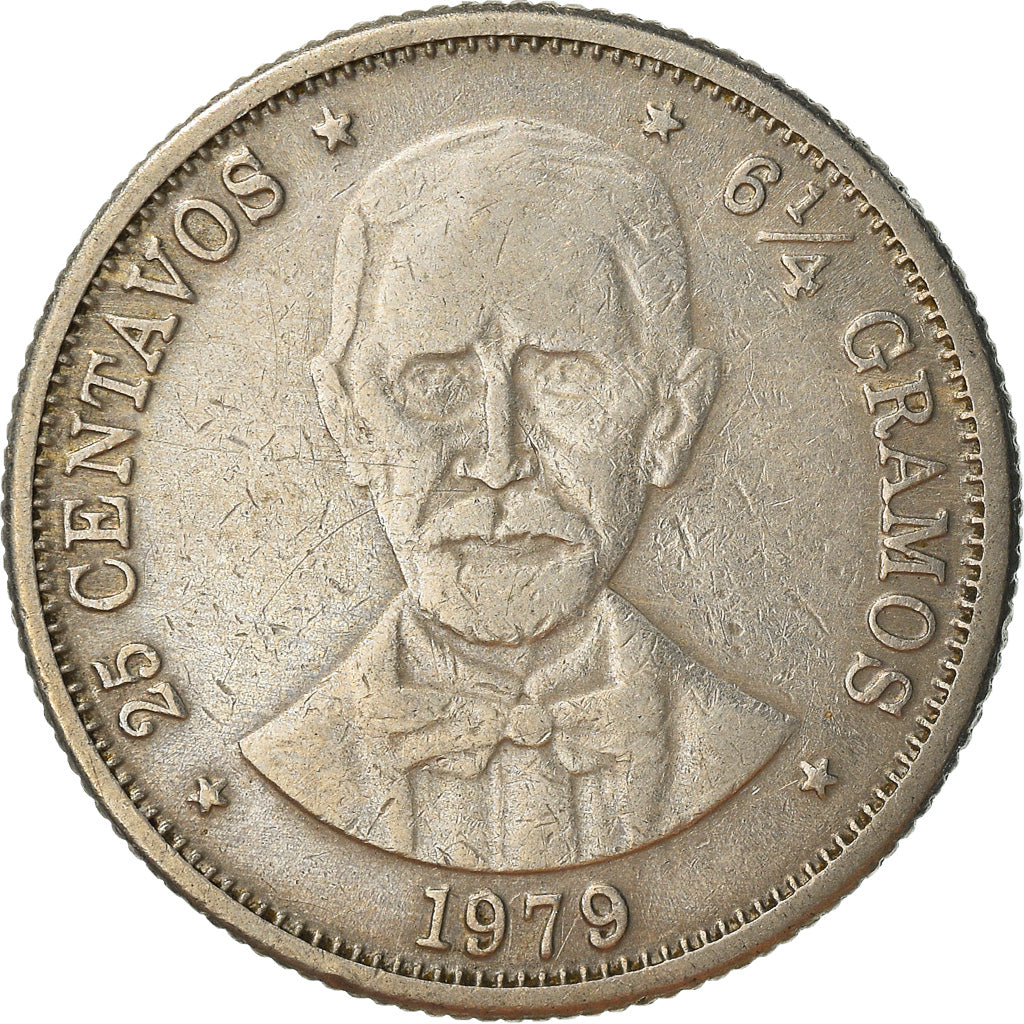 Moneda, República Dominicana, 25 Centavos, 1979, MBC, Cobre - níquel, KM:51