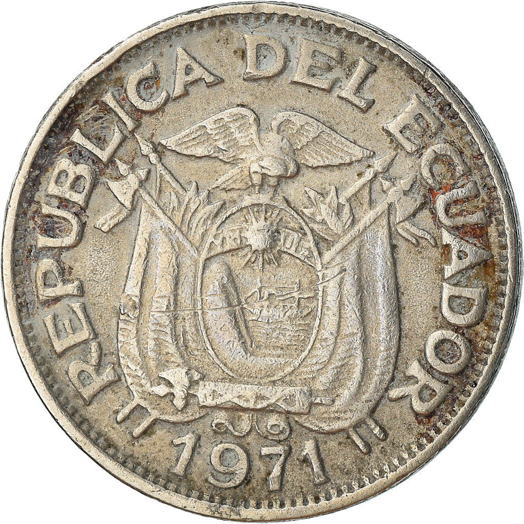 Monnaie, Équateur, 20 Centavos, 1971, TB+, Nickel Clad Steel, KM:77.1c