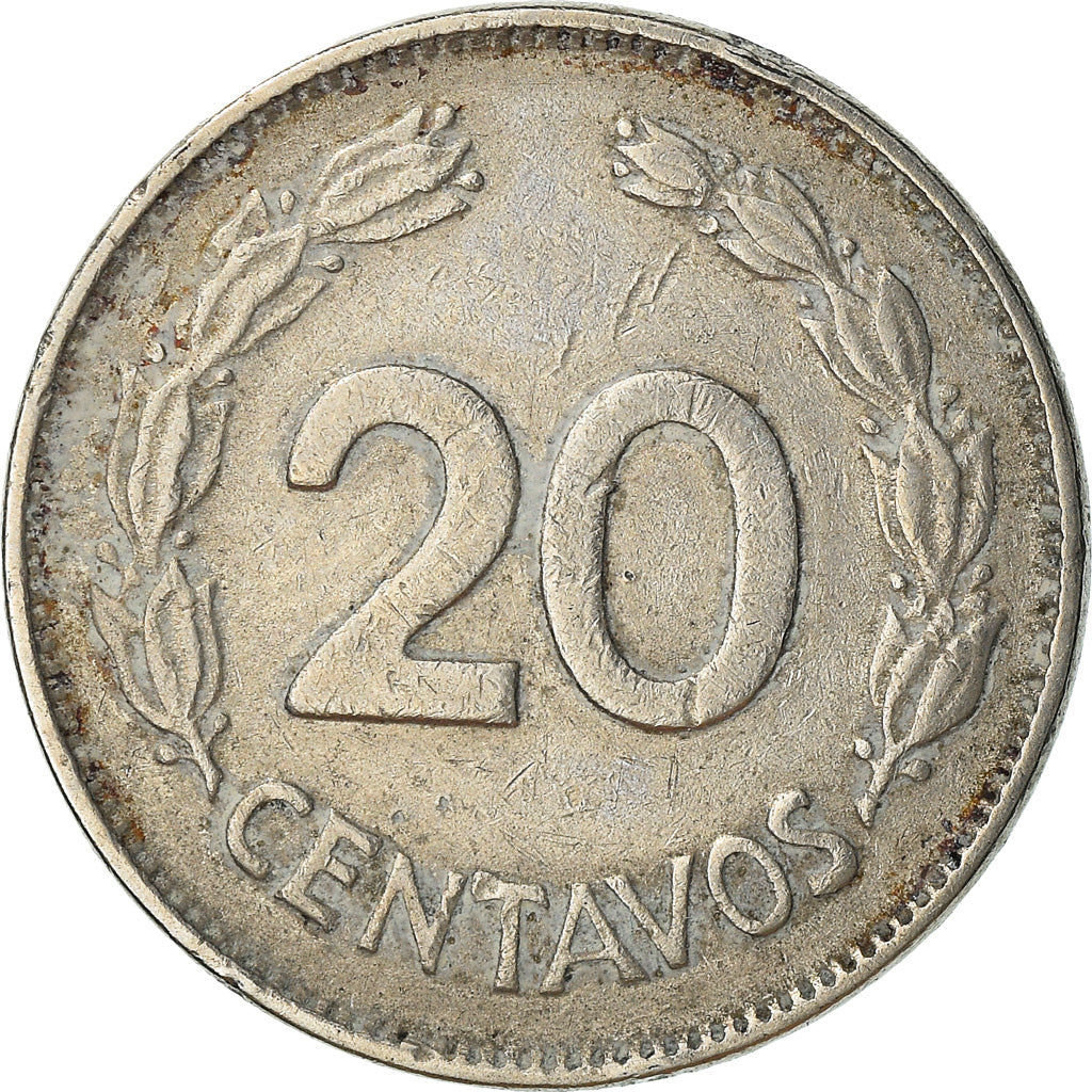 Monnaie, Équateur, 20 Centavos, 1971, TB+, Nickel Clad Steel, KM:77.1c
