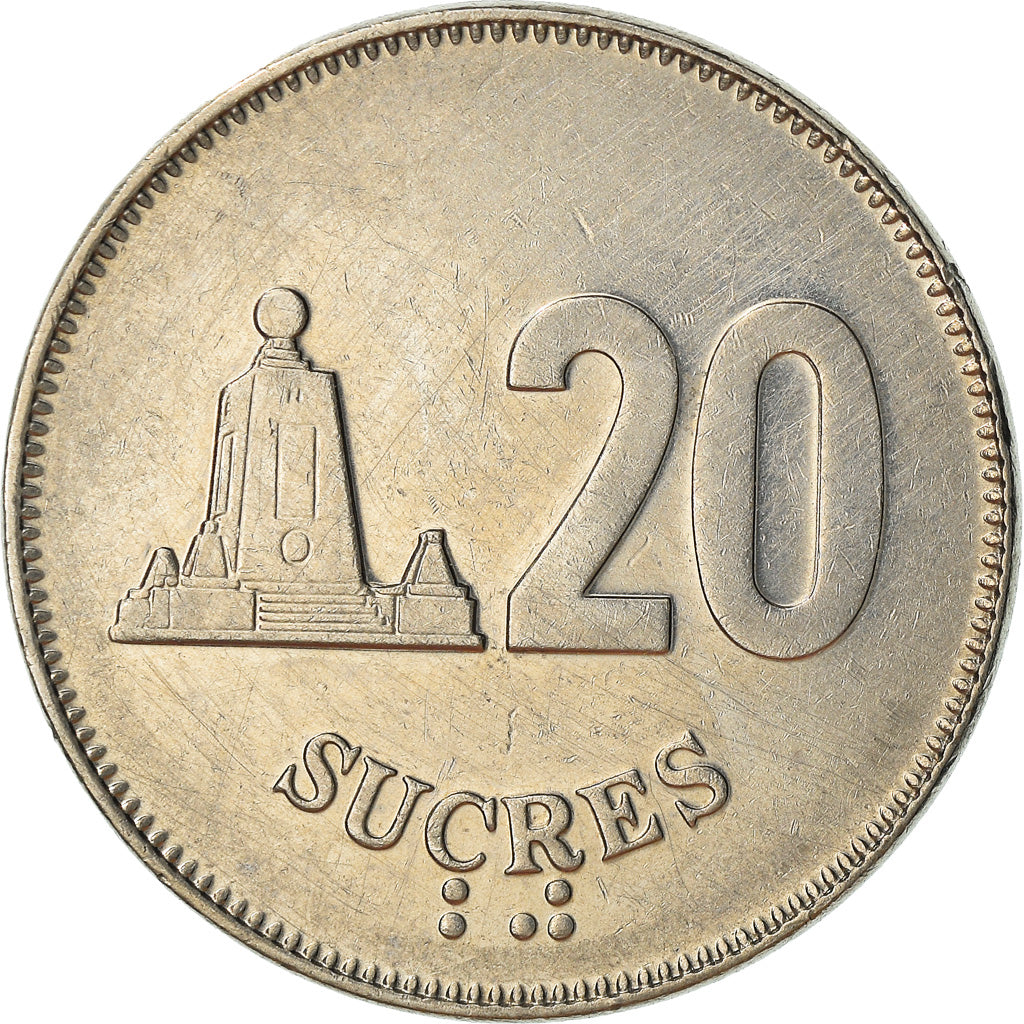 Monnaie, Équateur, 20 Sucres, 1988, TTB, Nickel Clad Steel, KM:94.1