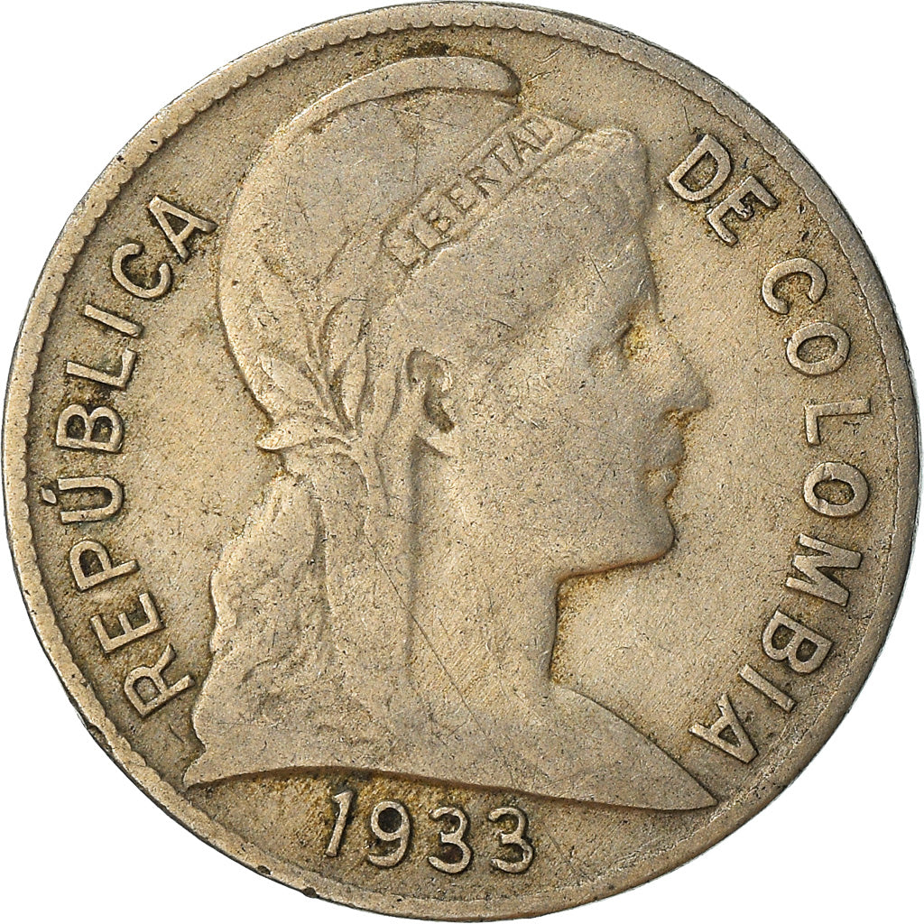Moneta, Colombia, 2 Centavos, 1933, MB+, Rame-nichel, KM:198