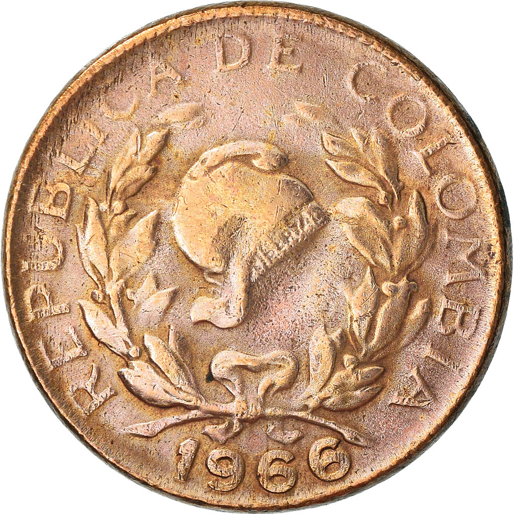 Moneta, Colombia, 5 Centavos, 1966, MB+, Bronzo, KM:206