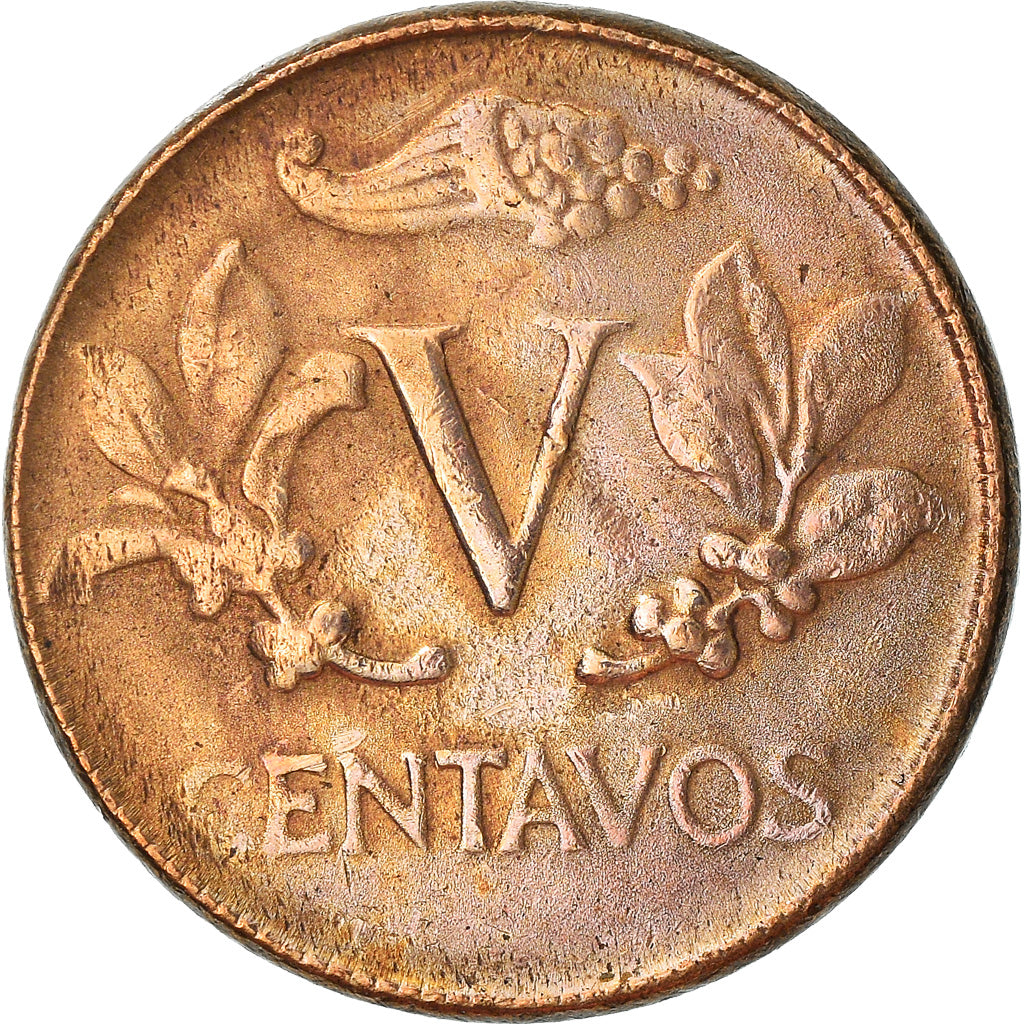 Moneta, Colombia, 5 Centavos, 1966, MB+, Bronzo, KM:206