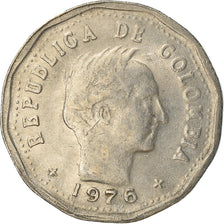 Moneda, Colombia, 50 Centavos, 1976, MBC, Níquel recubierto de acero, KM:244.1