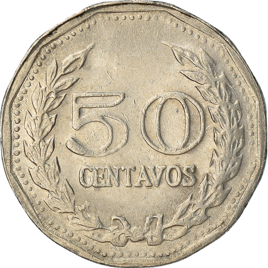 Moneda, Colombia, 50 Centavos, 1976, MBC, Níquel recubierto de acero, KM:244.1