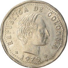 Moneda, Colombia, 50 Centavos, 1979, MBC, Níquel recubierto de acero, KM:244.2