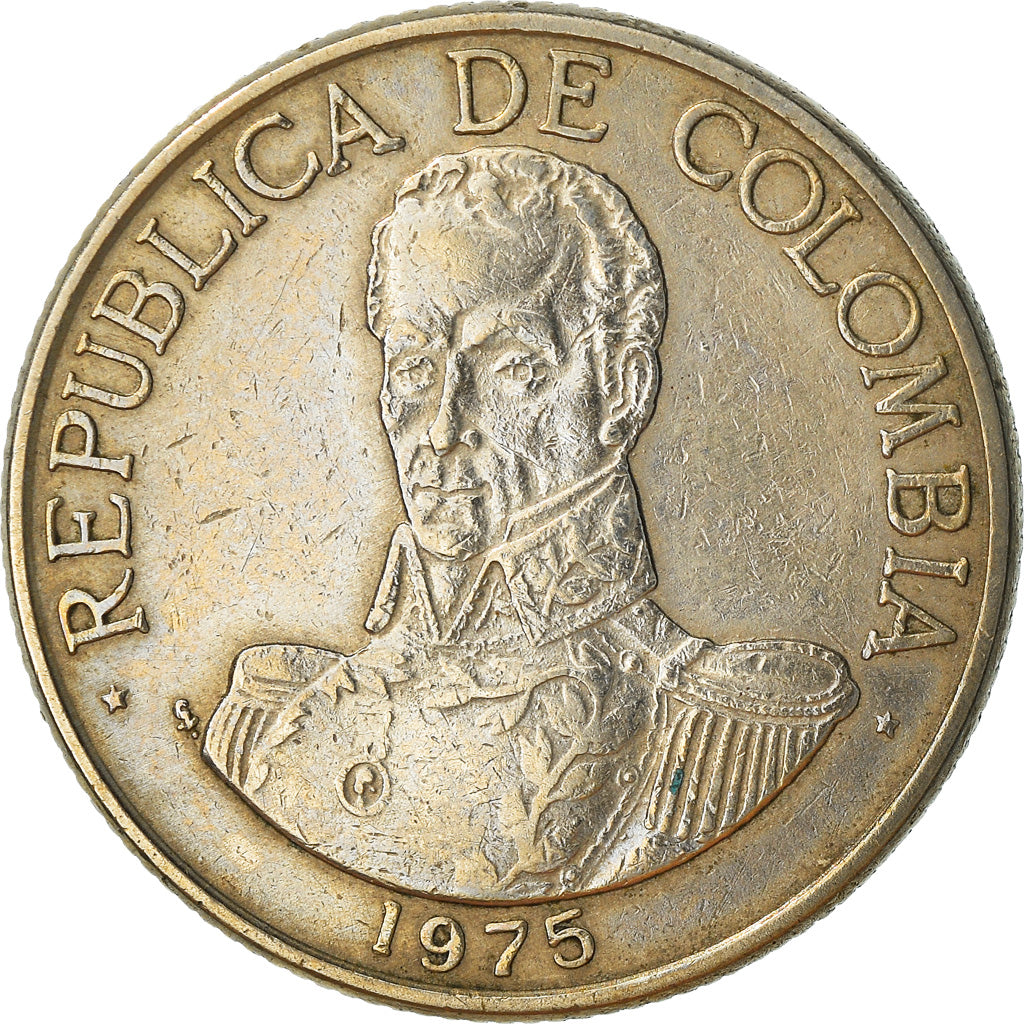 Moneta, Colombia, Peso, 1975, MB+, Rame-nichel, KM:258.1