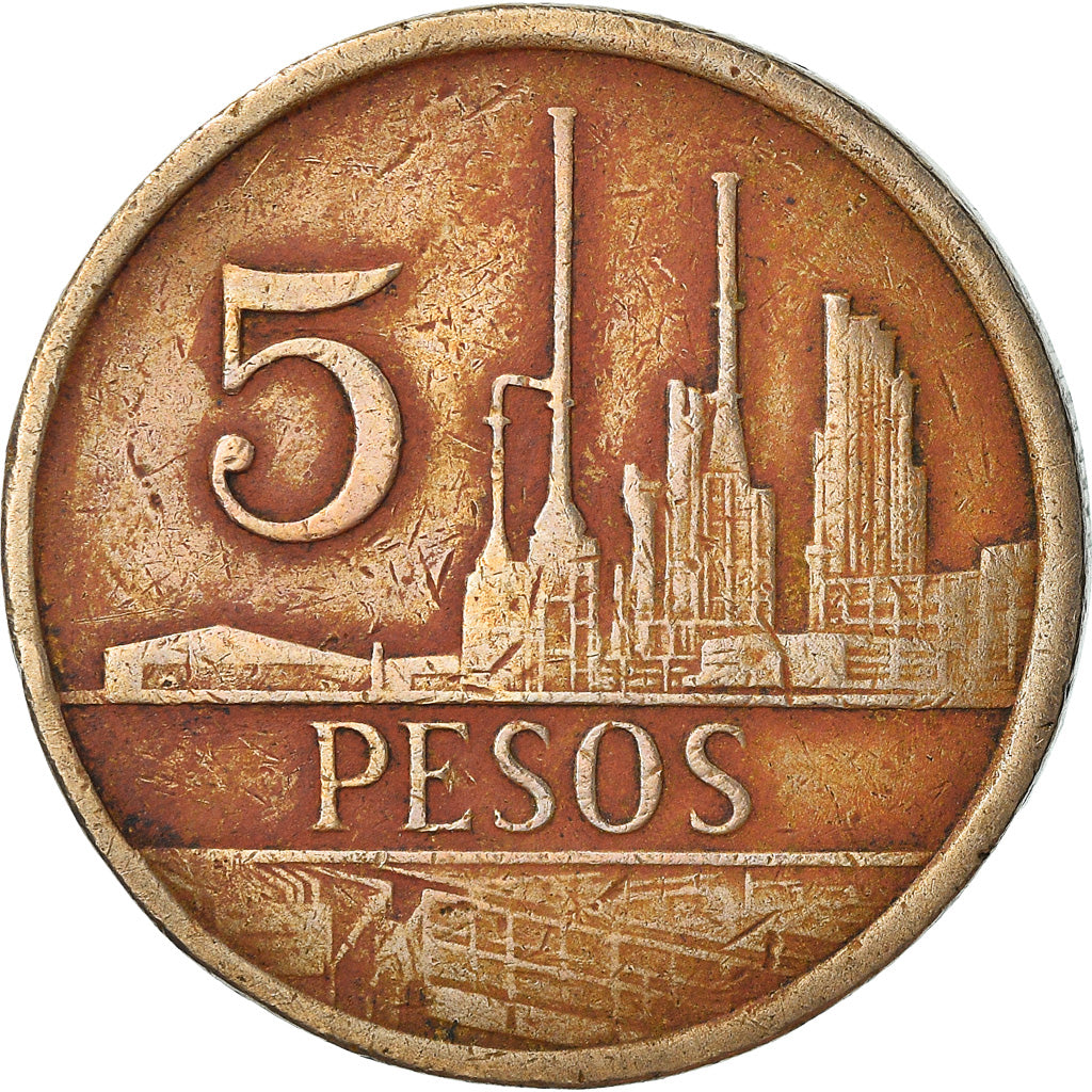 Moneda, Colombia, 5 Pesos, 1981, BC+, Bronce, KM:268