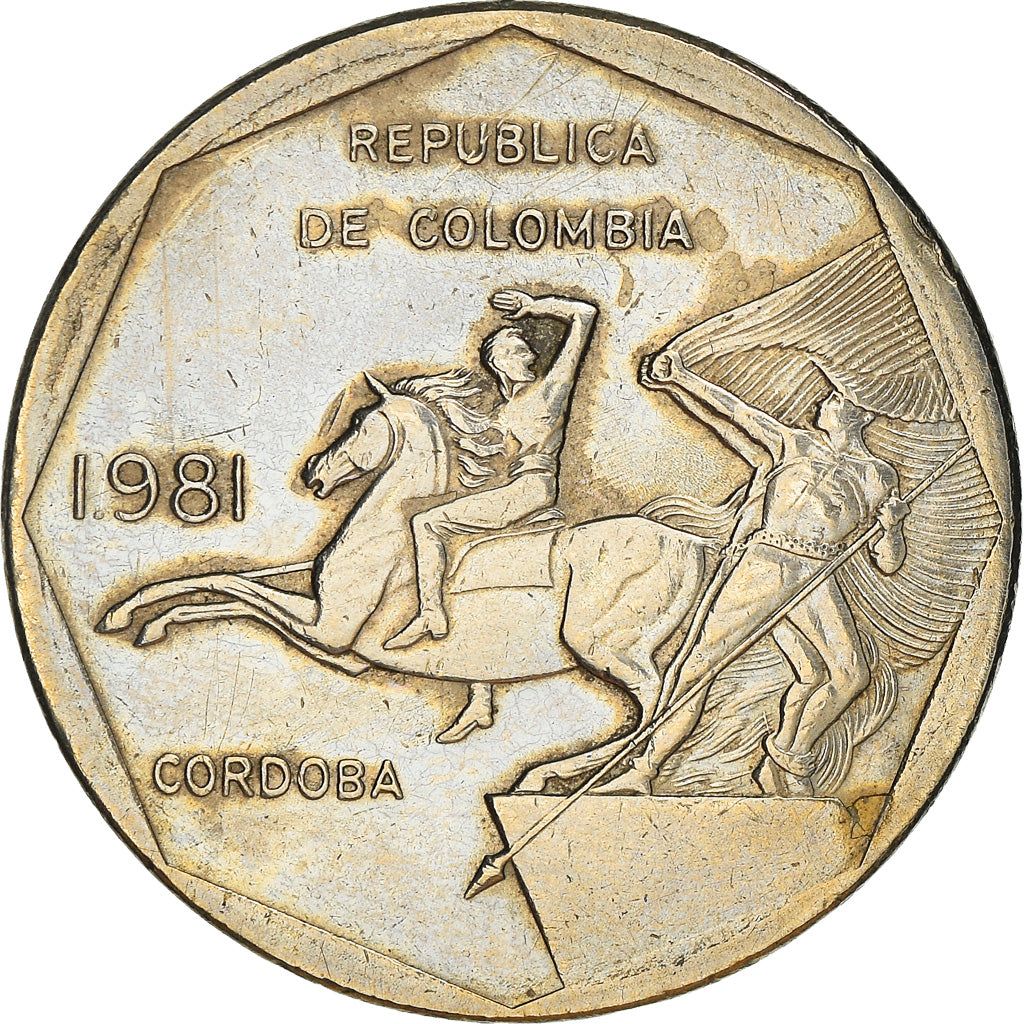 Moneta, Colombia, 10 Pesos, 1981, MB+, Rame-nichel-zinco, KM:270
